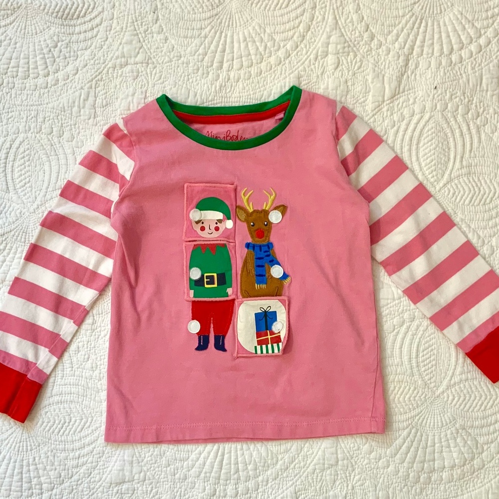 Mini Boden Girls Christmas Shirt